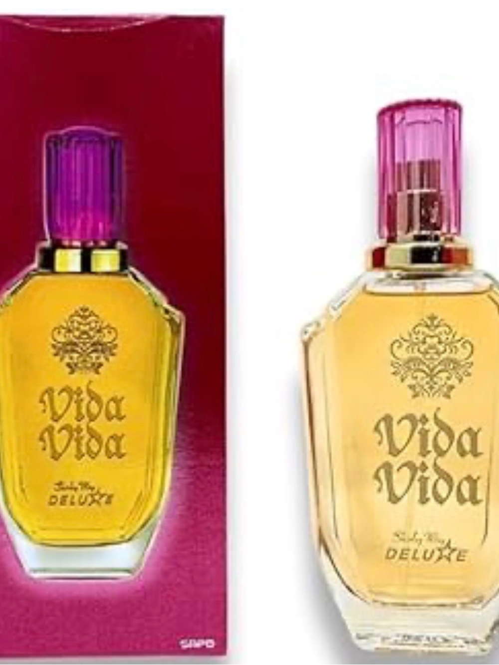 Vida Vida Deluxe Perfume Bottle - Pink Cap, Golden Amber Liquid